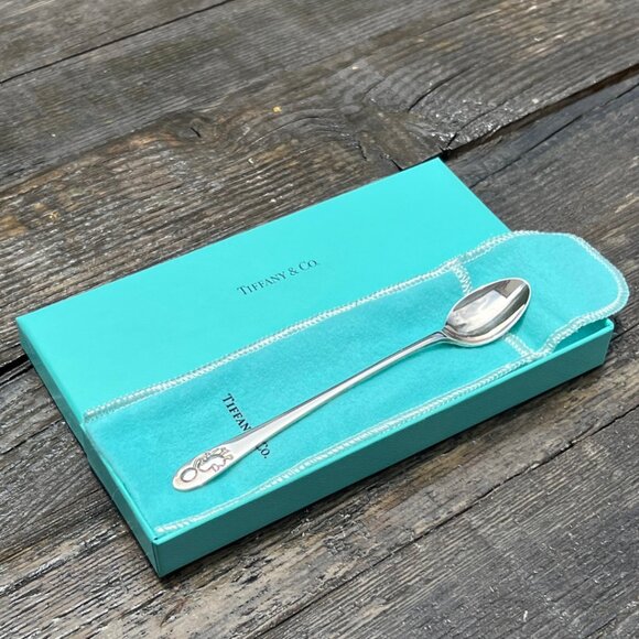 Tiffany & Co. Sterling Silver RARE Baby Feeding Spoon BOX Duck holding balloon - Picture 5 of 14